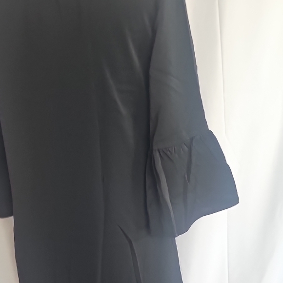 Black Midi Dress with V-Neck and Bell Sleeves - Picture 5 of 5